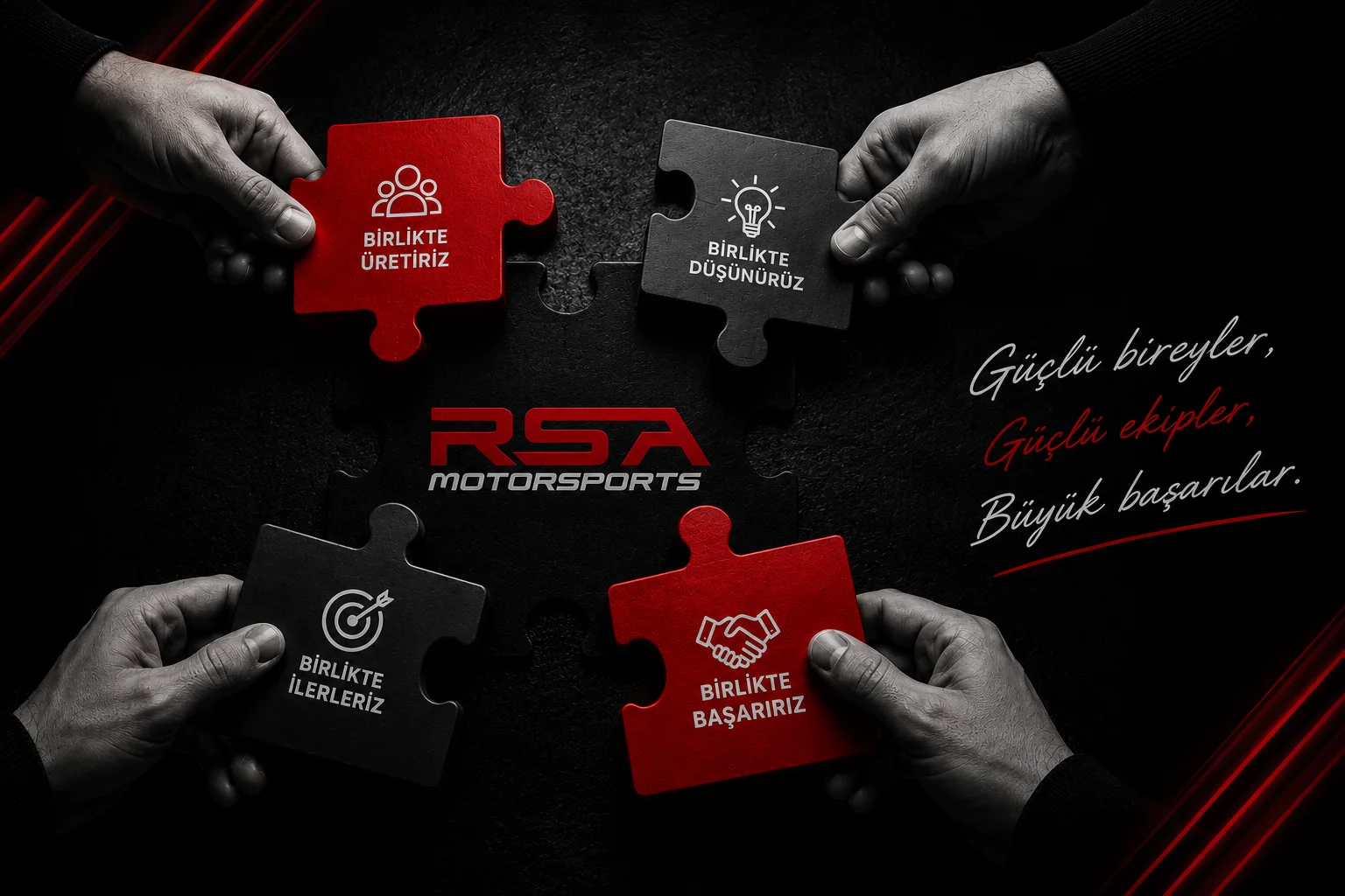 RSA Motorsports — Birlikte üretiriz · düşünürüz · ilerleriz · başarırız